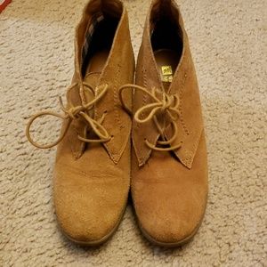 Suede Brown Wedge Booties